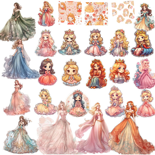 26 Princess PNG BUNDLE | Wraps | 26 Illustration design | High Resolution PNG for all princess Digital Download, Transparent Background