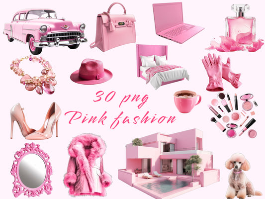 30 png Pink Fashion Clipart, PNG digital files on a transparent background, scrapbook, invitations, commercial use, instant download